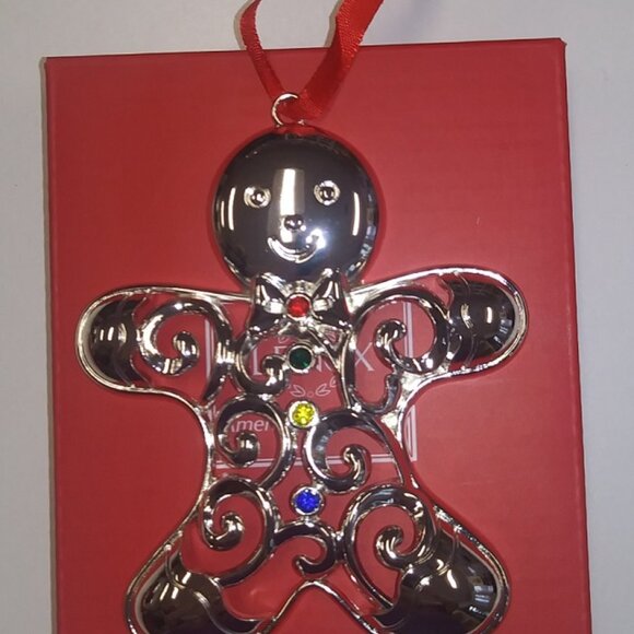 New Lenox Sterling Silver-Plated Gingerbread Ornament - Picture 1 of 2